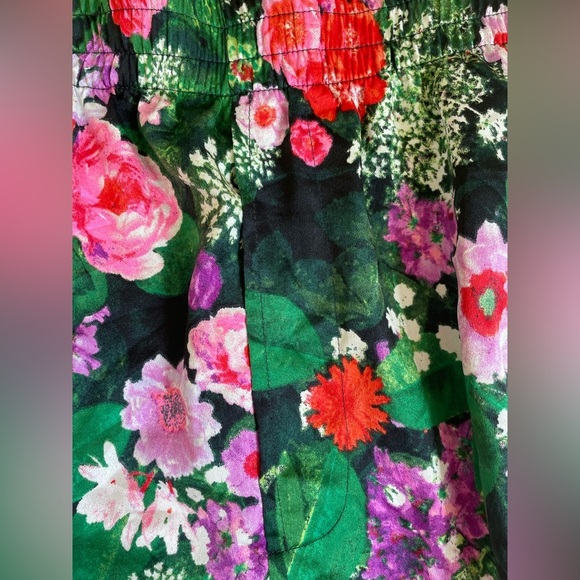 Victorias Secret Satiny High Waist Sleep Pajama Short Shortie Black Garden; M - Picture 3 of 5